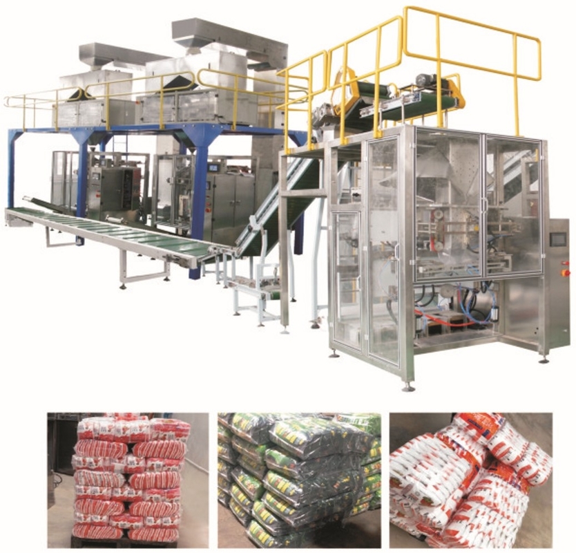 Máquina automática de embalaje y envasado de granos de arroz y azúcar para productos de bolsas de 500 ~ 5000 g