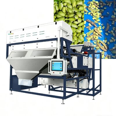 Clasificador de color Edamame sobre orugas 180: alta capacidad y baja rotura.